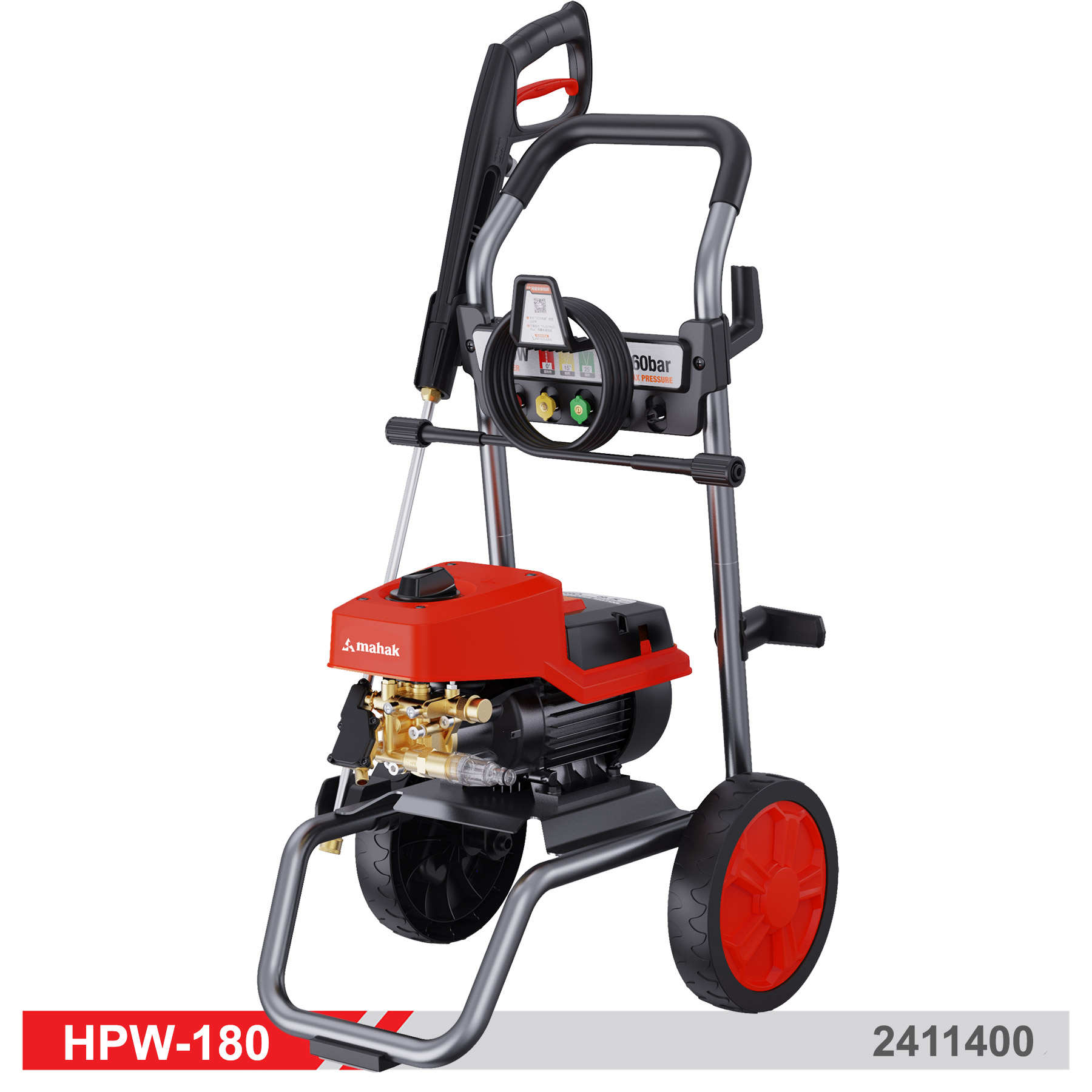 کارواش دینامی چرخ دار 180 بار 3000 وات خودمکش محک HPW-180